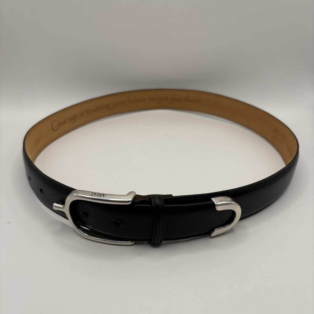 Ariat Full Grain Leather Belt Mens Black Size 30 Courage Quote Inside Small Hook